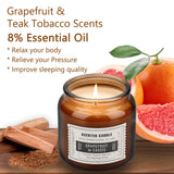 2 Pack Candles for Home Scented Grapefruit & Teak Tobacco Scented Candles 15.5 oz 210 Hours Long Lasting Time Clear Aromatherapy Candles Soy Candles Gifts for Women and Men