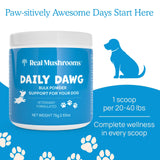 Daily Dawg Mushroom Extract Powder Support - (2.65 oz) Bulk Mushroom Powder Supplement & Dog Vitamins with Real Mushrooms Lion's Mane, Cordyceps Mushroom, Turkey Tail, Reishi & Shiitake