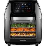 CHEFMAN Multifunctional Digital Air Fryer+ Rotisserie, Dehydrator, Convection Oven, 17 Touch Screen Presets Fry, Roast, Dehydrate, Bake, XL 10L Family Size, Auto Shutoff, Large Easy-View Window, Black