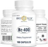 BIO E=H TECH PHARMACAL, INC. ENERGY = HEALTH B2-400, 100 Capsules “ All-Natural Supplement “ Supports Clarity and Productivity “ No Artificial Colors