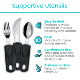 Vive Adaptive Utensil Set - Arthritis Aid Silverware for Parkinsons, Hand Tremors - Easy Grip for Shaking and Trembling Hands - Heavy Stainless Steel Spoon (Regular)