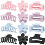 Large Hair Claw Clips 12 Pack Flower Hair Clips for Thick Hair, Big Hair Clips Square Matte Strong hold for Thin Hair, Cute Hair Clips for Women, 3 Styles Claw Hair Clip for Thick Thin Hair