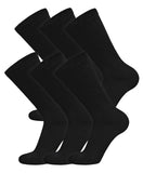 6 Pairs of Cotton Diabetic Non-Binding Neuropathy Crew Socks (Black, Fits Mens Shoe Size 8-10/Womens shoe size 9-11)