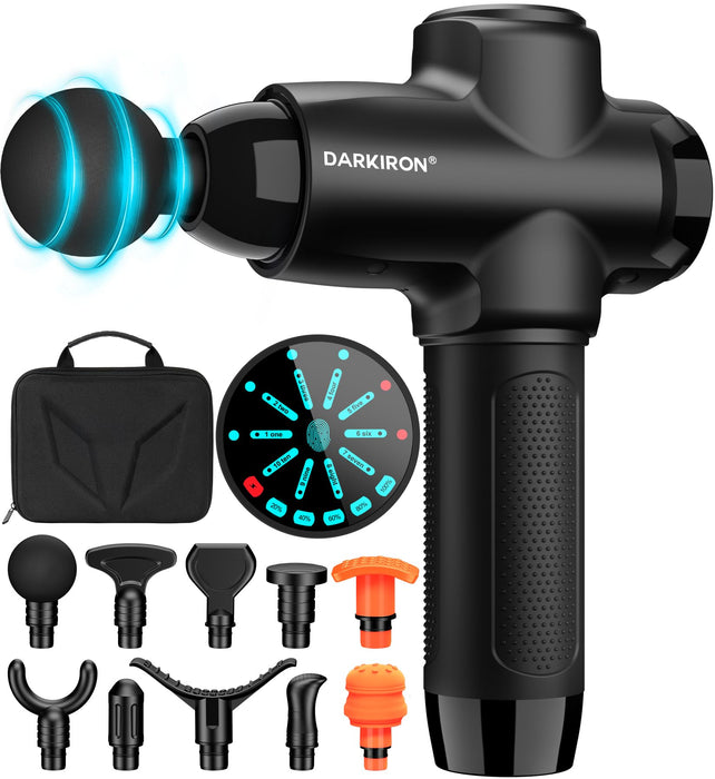DARKIRON Massage Gun Deep Tissue Muscle Percussion Massager Gun, Electric Back Massagers with 15 Massage Heads Suitable for Any Pain Relief- Black