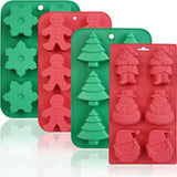 HKNMTT Christmas Silicone Soap Molds, 4 PCS Large Size Xmas Soap Cake Mold Set, 3D Tree Snowflake Gingerbread Santa Snowman Moulds for Home DIY Gifts Candles Chocolate Ice Cube Bath Bombs Jelly