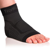 TechWare Pro Ankle Brace Compression Sleeve - Relieves Achilles Tendonitis, Joint Pain. Plantar Fasciitis Foot Sock with Arch Support Reduces Swelling & Heel Spur Pain. (Black/Black, S/M)