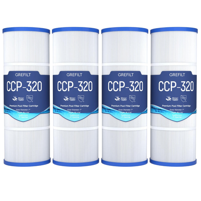 Grefilt 4-Pack CCP320 Pool Filter Cartridges, Compatible with Pentair Clean & Clear Plus 320, Replaces Pentair R173573, Pleatco PCC80-PAK4, 320 sq.ft
