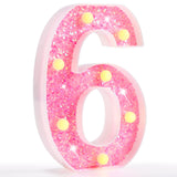 Pooqla Marquee Numbers Lights, light up Numbers Battery Powered, Glitter Lighted Numbers for Birthday Party, Shiny LED Numbers for Christmas Wedding Home Bar Decoration, Pink Number 6