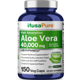 NusaPure Aloe Vera 40,000mg Per Veggie Caps - 150 Count - Aloe Vera Gel Supplement - Extract 200:1, Vegetarian, Gluten Free, Non-GMO, Bioperine