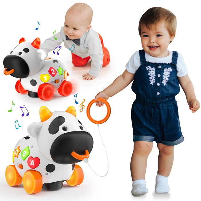 Baby Toys 6-12-18 Month, Bilingual Musical Cow Toys for 1 Year Old Old Boy Girl, Crawling & Walking Infant Toy for 7 8 9-12-18 Month Developmental, First Christmas 1st Birthday Gift for 1 Year Old