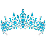 TOBATOBA Sky Blue Tiara Crowns Royal Queen Crown Crystal Wedding Tiaras for Women Princess Rhinestone Crown Wedding Tiaras for Bride Halloween Crowns for Women Quinceanera Headpieces for Prom Party