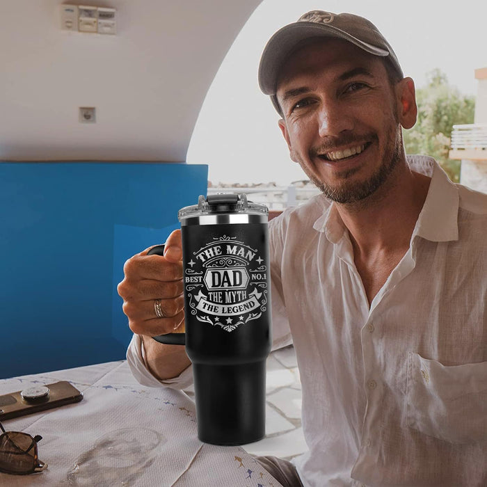 Christmas Gifts For Dad - Dad The Man The Myth The Legend Tumbler 40Oz, Birthday Gifts for Dads from Daughter, Son, Kids, Papa Mug for Daddy Elderly Fathers, Christmas Presents Ideas and Coffee Cups