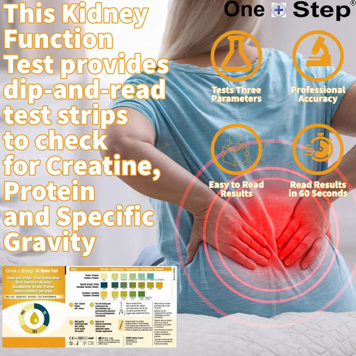 One Step: 2 x Kidney Function Test Strips, Creatinine, Protein and Specific Gravity Urine Kits