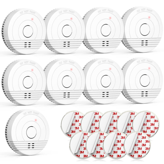 Jemay 9 Pack Smoke Detector, Fire Alarm Battery Powered, Smoke Alarm with Advanced Photoelectric Technology, Smoke Detectors with LED Indicator & Silence Button, Fire Safety for Home and Bedroom