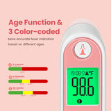 Viproud Ear Thermometer for Kids, Babies and Adults, 1 Second Accurate Digital Thermometer, Mute Function, 3-Color Fever Alert, 3 Age Groups, 30 Memory Recall with 20x Probe Covers (Pink)