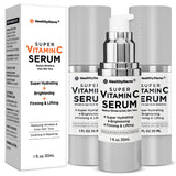 Super Vitamin C Serum for Women Over 70: Niacinamide, Vitamin C, Hyaluronic Acid, Peptides, Vitamin E, Caffeine, Bakuchiol, Hydrating, Lifting, Wrinkle & Age Spots Reduction Pack of 3