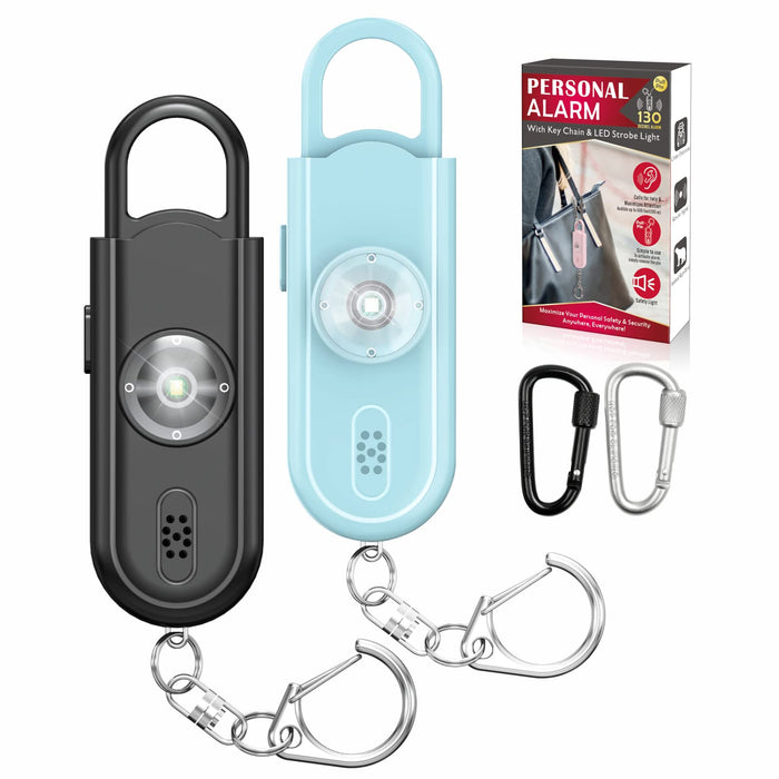 Safe Sound Personal Alarm, 2 Pack 130 dB Loud Siren Song Emergency Security Alarm Keychain with Strobe LED Light, Personal Sound Safety Siren for Women, Men, Children, Elderly