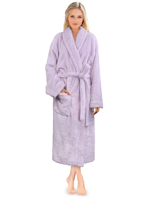 PAVILIA Premium Womens Plush Soft Robe, Sherpa Bathrobe, S/M Light Purple