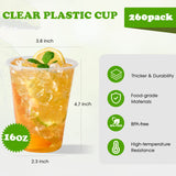 Lilymicky [260 Pack] 16 oz Plastic Cups, Cold Drinking Cups, Clear Disposable Plastic Cups for Parties, Picnic, BBQ, Travel, & Events