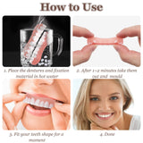 VEGCOO 4 Pairs Dentures Cosmetic Veneer False Teeth Veneers White Dentures for Women Men Comfortable Protect Your Teeth and regain Confident Smile