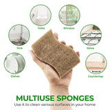 AIRNEX 24 Pack Natural Kitchen Sponge - Biodegradable Compostable Cellulose and Coconut Scrubber Sponge - Eco Friendly Sponges for Dishes