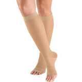 Truform Compression 15-20 mmHg Sheer Knee High Open Toe Stockings Nude, Medium, 2 Count