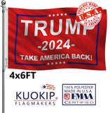 Double Sided Red Trump 2024 Flag 4x6 Made in USA Outdoor Heavy Duty 3 Ply Polyester Trump Take America Back Flag with White Starting Tape and 2 Brass Grommets