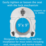 Carex E-Z Lock Raised Toilet Seat - 5 Inch Height Toilet Lift Seat Riser for Elderly and Handicap - Fits Round or Elongated Toilets, Toilet Seat Lifter, White