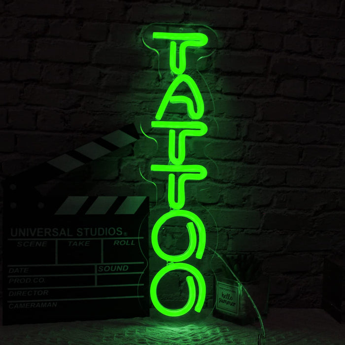 Green Tattoo Neon Sign Tattoo Wall Decor Neon Light Dimmable Tattoo Led Sign Beauty Salon Neon Sign, Custom Shop Neon Sign Man Cave Led Sign USB Business Neon Sign