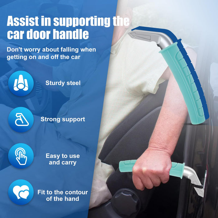 Car Door Assist Handle with Strap, Multifunction Car Handle Assist, Vehicle Support Handles Seatbelt Cutter Window Breaker Portable Automotive Car Handle Assist for Elderly and Car Emergency Tool