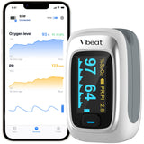 Vibeat Bluetooth Fingertip Pulse Oximeter with Pulse Rate, Blood Oxygen Saturation Monitor | Finger O2 Meter, Batteries and Lanyard Included, Free APP, FSA/HSA Eligible