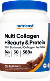 Nutricost Multi Collagen + Beauty & Protein Powder (Milk Chocolate Flavor) 30 Servings - with Biotin and Collagen Peptides, Non-GMO, Gluten-Free