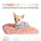 FUAMEY Recovery Suit for Dogs After Surgery,Soft Breathable Dog Bodysuit E-Collar & Cone Alternative Surgical Suit,Male Female Dog Neuter Spay Suits Anti Licking Wounds Onesie Purple Stripes M