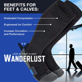 Wanderlust Air Travel Compression Socks, L-XL: Men 8.5-12 / Women 9.5-12