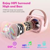 Mini Karaoke Machine for Kids Adults,Portable Bluetooth Karaoke Speaker for Adults Kids with 2 Microphones for 6 7 8 9 10 11 12 Years Old Girls Boys Gifts Toys for Christmas Birthday, Pink