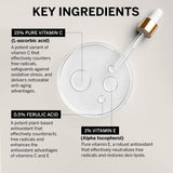 Vitamin C Face Serum with Ferulic Acid - CE Ferulic Facial Serum with 15% Pure L-Ascorbic Acid, Vitamin E and Hyaluronic Acid - 1 Fl Oz