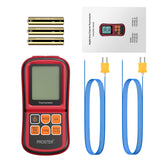 Proster Digital Thermocouple Temperature Thermometer with Two K-Type Thermocouple Probe Backlight LCD K Type Thermometer Dual Channel for K/J/T/E/R/S/N Type