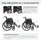 Drive Medical K318DFA-ELR Cruiser III Lightweight Folding Wheelchair with Flip Back Detachable Full Arms and Elevating Leg Rest (Black, 18 Inch, 39lbs)