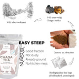 Chaga Tea - 100% Wild Chaga Mushrooms with Bergenia - 30 Unbleached Tea Bags - from Wild Siberian Lake - Hand-Picked by Baikal Tea