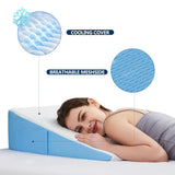 COLDHUNTER 7.5" Wedge Pillow for Sleeping: Bed Wedge After Surgery, Cooling Memory Foam Pillow for Back Support and Leg Elevation, Triangle Pillow for Acid Reflux & Heartburn & GERD & Snoring