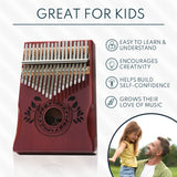 UNOKKI Kalimba 17 Key Thumb Piano, Portable Mahogany Mbira Finger Piano with Instruction, Carrying Bag, Tune Hammer, Holiday Gift for Kids & Adults on Christmas & Thanksgiving (Cherry)