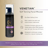 Norvell Venetian Sunless Facial Self Tanner Mousse with Bronzer, 1.7 Fl Oz - Instant Self Tanning - Natural Looking - Anti-Orange - Fake Tan for Bronzing Glow