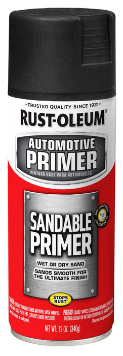 RUST-OLEUM 249418 Automotive Sandable Primer Spray Paint, 12 Ounce, Black, 12 Fl Oz