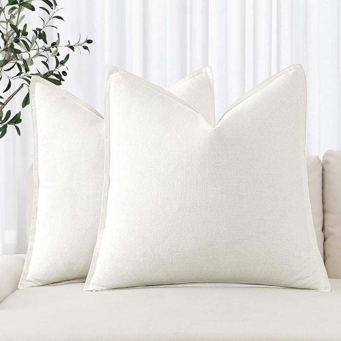 MIULEE Linen Pillow Covers 26x26 Inch Cream White Decorative Throw Pillow Covers Pack of 2 Soft Accent Farmhouse Couch Christmas Pillowcases Modern Home Decors for Sofa Cushion Living Room Bed