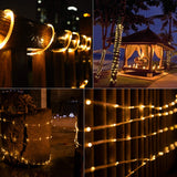 Solar Rope String Lights Outdoor 72Ft 200 Led Waterproof Solar Powered Fairy Lights with 8 Lighting Modes, Copper Wire PVC Tube Lights for Garden Wedding Christmas Party DIY Decor(Warm White, 1 Pack)