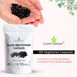 Cosmic Element 100% Pure Black Seed Powder Capsules Organic - Vegan Nigella Sativa 450mg Black Cumin Seeds per Serving for Health - 120 Capsules