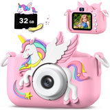 Upgrade Kids Camera for Boys Girls, Toddler Digital Selfie Camera with Cute Protective Cover and 32G SD Card, Christmas Birthday Gifts Toys for 3 4 5 6 7 8 9 10 11 12 Years Old Little Girls and Boys