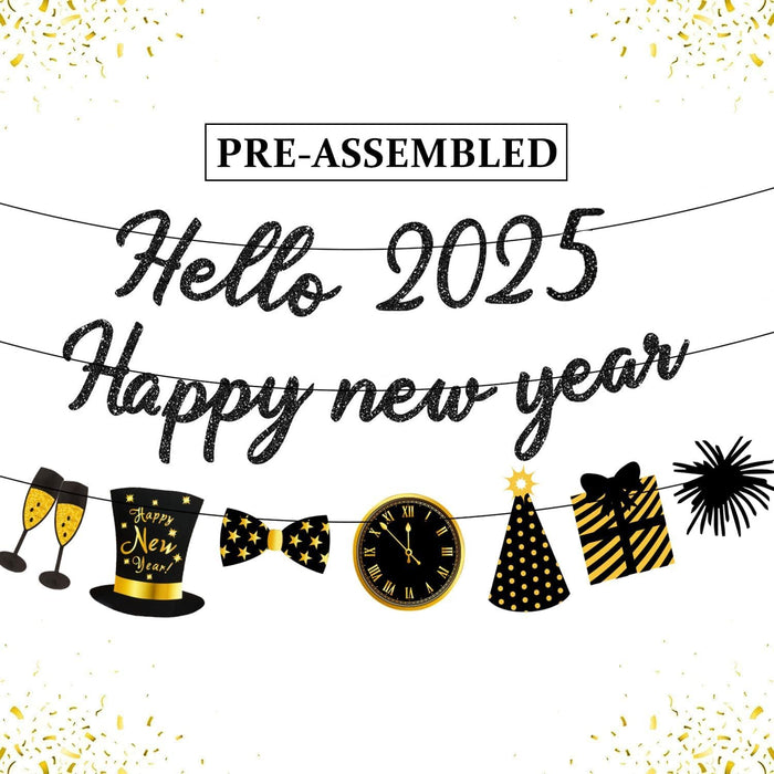 Happy New Year Banner 2025 New Years Eve Banner New Years Eve Party Supplies 2025 New Year Decorations Happy New Year Sign for 2025 New Year Eve Decorations