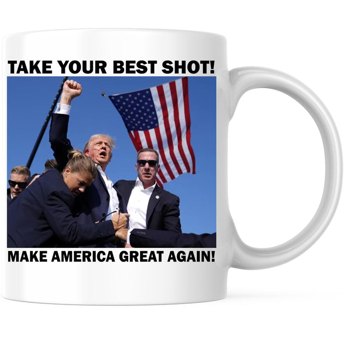 Trump Shot At Coffee Mug - Trump Bloody Ear Fist Pump PA Butler Pennsylvania Rally Failed Assassination Attempt - Trump 2024 -11 Ounce Coffee Cup - Dishwasher and Microwave Safe - TRUMP9