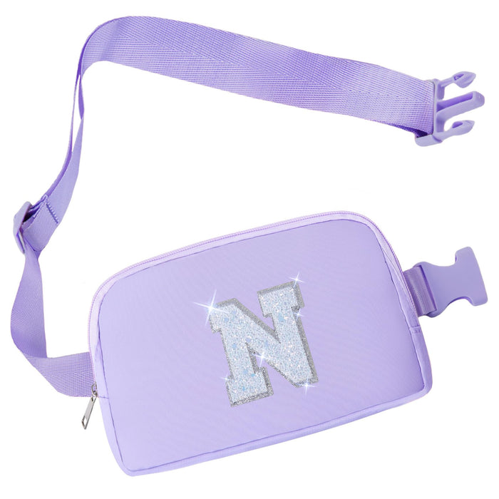 COSHAYSOO Purple Belt Bag Crossbody Initial Fanny Waist Pack Preppy Cute Trendy Gifts for 5 6 7 8 9 10 11 12 13 14 Year Old Girls Preteen Tween Teen Birthday Christmas Valentines Easter Letter N